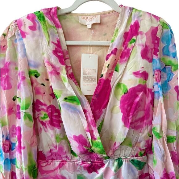 Rococo Sand Alora Floral-Print Stretch-Crepe Bodysuit in Pink - Picture 13 of 13